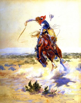 vaquero de indiana Painting - Un mal caballo 1904 Charles Marion Russell Vaquero de Indiana